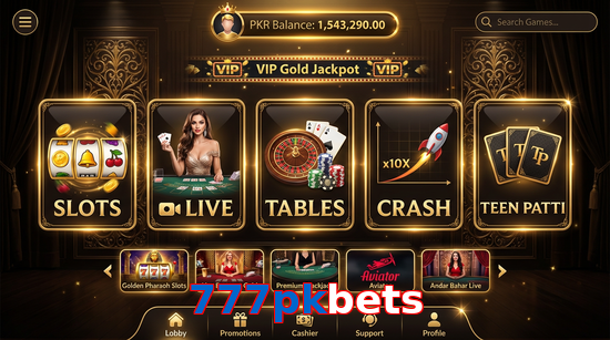 Main screen of 777Pkbets casino page for PK players