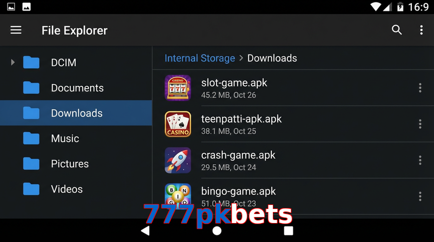Main screen of 777Pkbets gameapk page for PK players