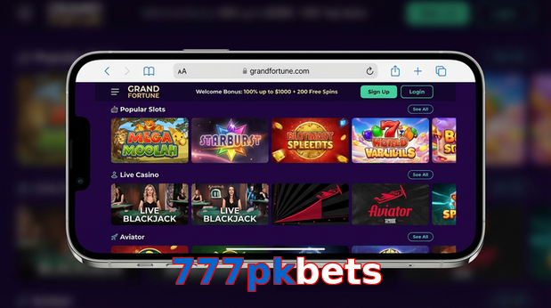 Main screen of 777Pkbets ios page for PK players